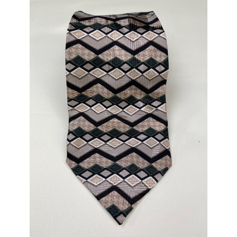 Fierte Srl Men's Tan Multicolor Tie/ Necktie 100% Silk 4" x 57.5" SKU 5560